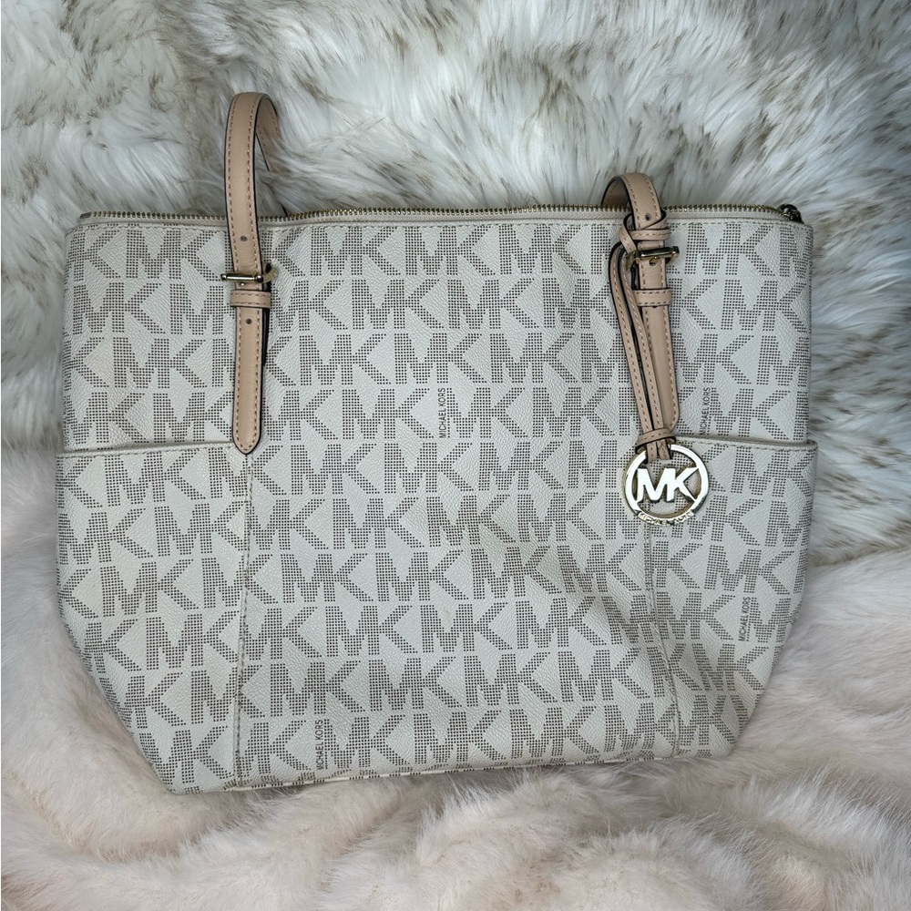 Michael Kors Beige Signature Tote Bag